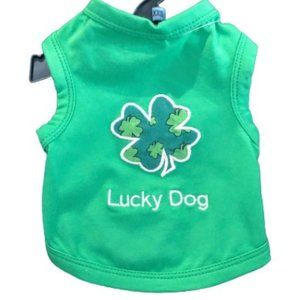 Lucky Dog Irish Shamrock Green Pet T Shirt NWT XXS
